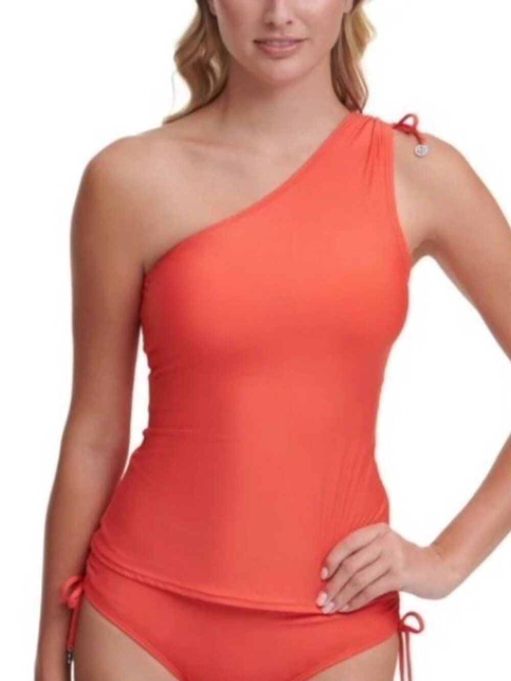 DKNY textured solid fuscia tankini top Size 16